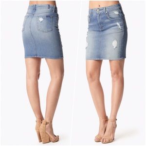 7FAM Distressed Denim Skirt - Size 25